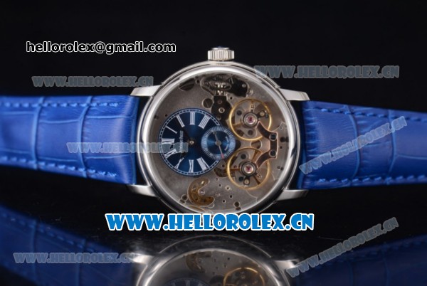 Audemars Piguet Jules Audemars Skeleton Tourbillon Asia ST25 Automatic Steel Case Blue Dial Roman Numeral Markers and Blue Leather Strap - Click Image to Close